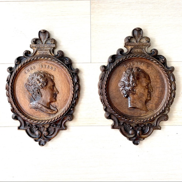 Syroco Wood Other - SOLD Boston Syroco Wood Goethe Lord Byron Wall Plaques Vintage